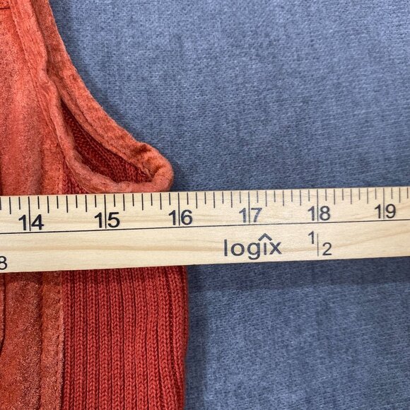 Chicos Womens Suede & Knit Rust Orange Sleeveless Vest With Gold Zipper Size 1 - Picture 12 of 12